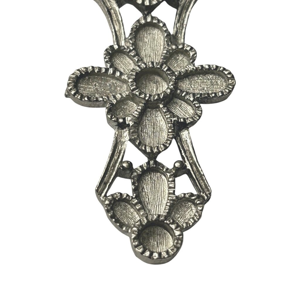 Sacred Grace Cross pendant blank BIG 3.5” floral necklace 23” religious gift - Picture 4 of 13